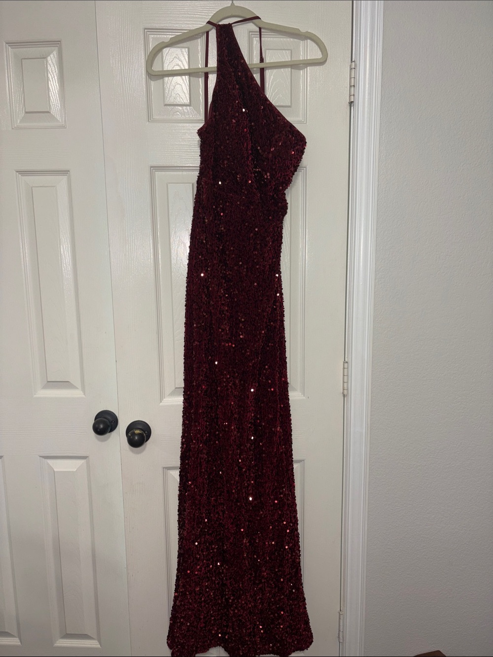 NWT Sequin Evening Gown - Burgundy with straps